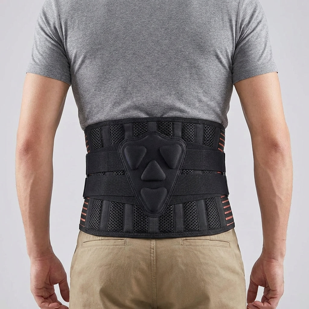 Adjustable lumbar support belt for lower back pain relief and posture