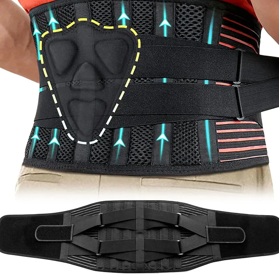Adjustable lumbar support belt for lower back pain relief and posture