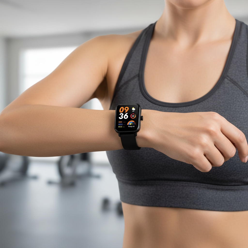 Square touchscreen smartwatch with voice calling and health tracking