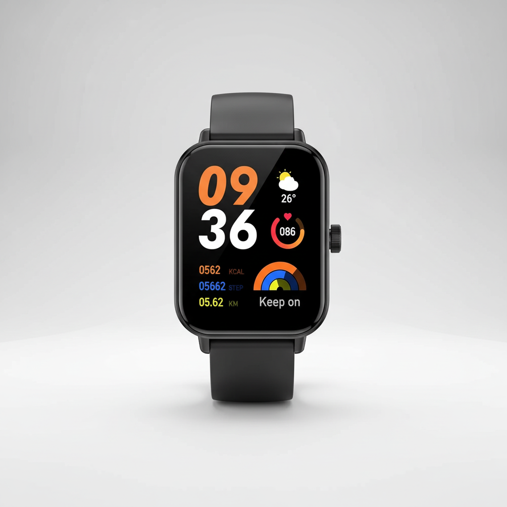 Square touchscreen smartwatch with voice calling and health tracking