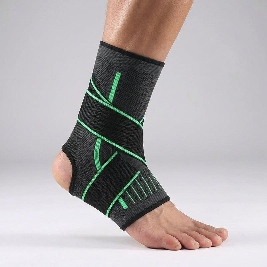 Adjustable compression ankle sleeve with stabilisation support