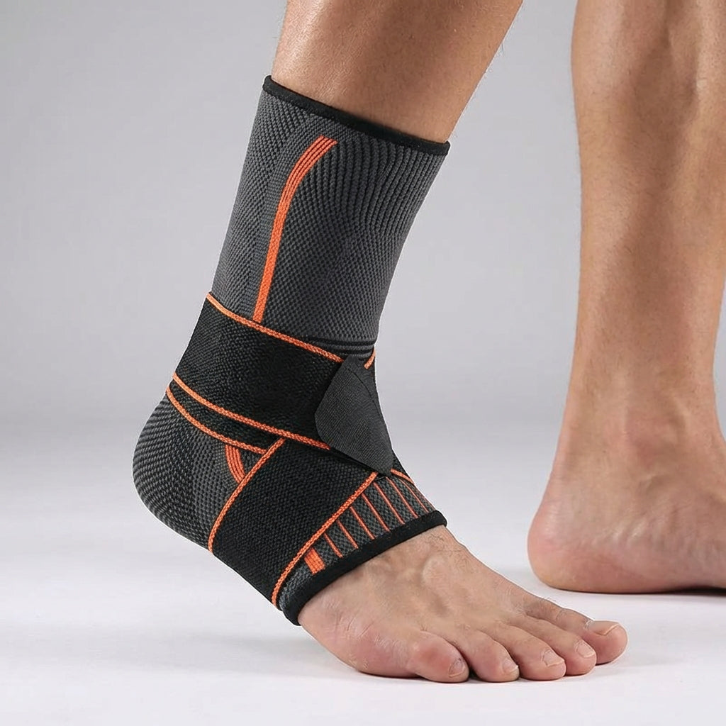 Adjustable compression ankle sleeve with stabilisation support