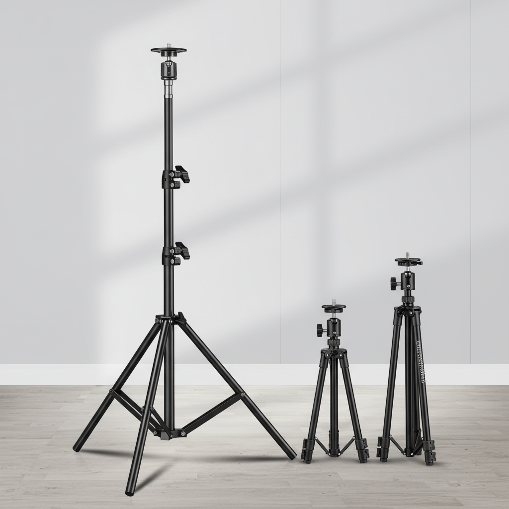 Foldable aluminium tripod stand with universal mounting head