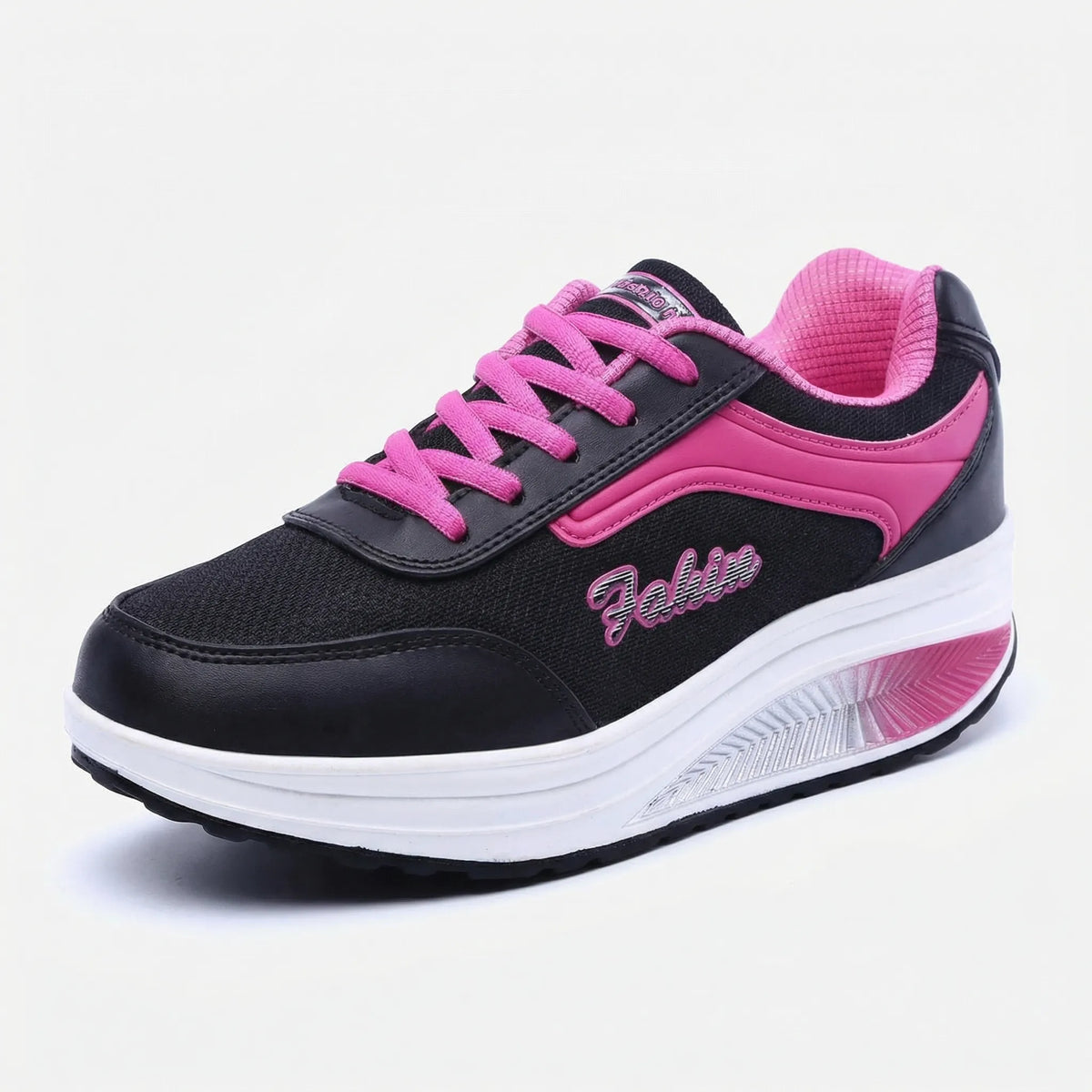 Womens platform sneakers two-tone with rocker sole