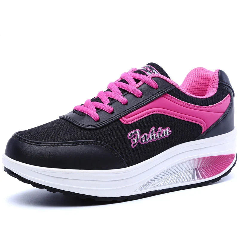 Womens platform sneakers two-tone with rocker sole