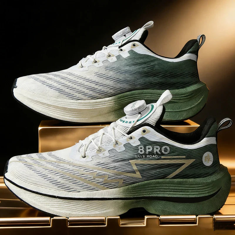 Lightweight road running trainers with carbon board responsive sole