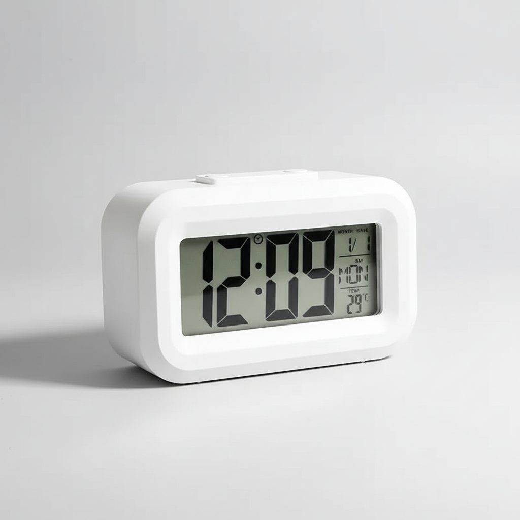 Large LED digital alarm clock with calendar date temperature display