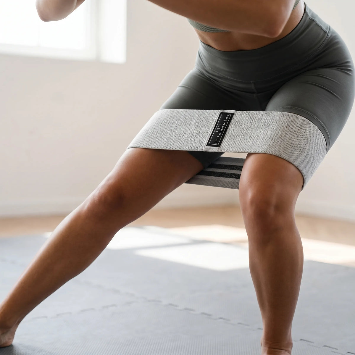 Woven fabric resistance loop wide flat design for lower body workouts