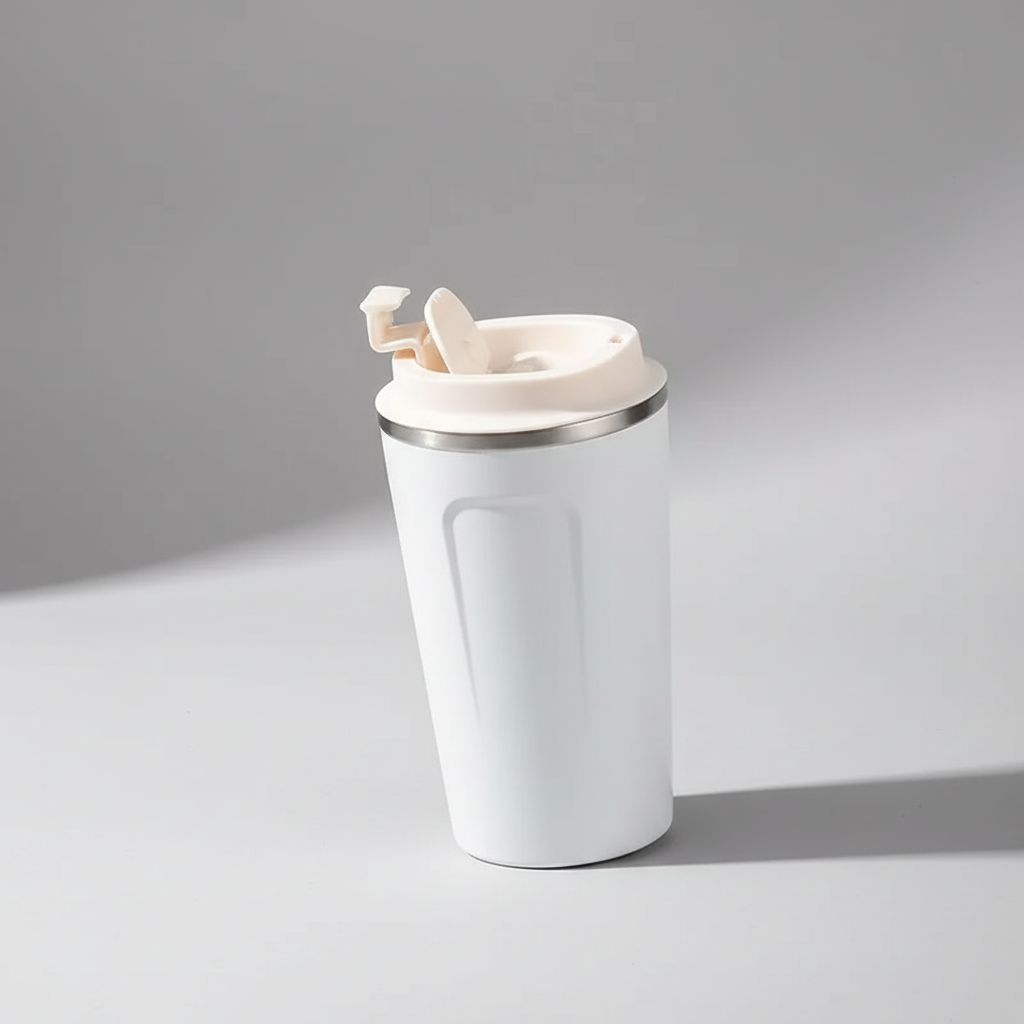 Insulated stainless steel travel mug with leakproof flip lid