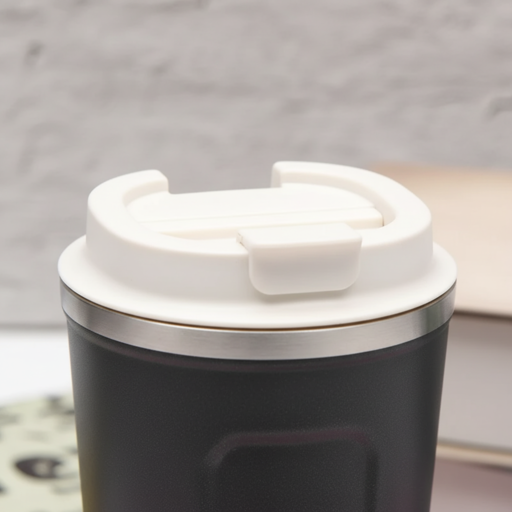 Insulated stainless steel travel mug with leakproof flip lid