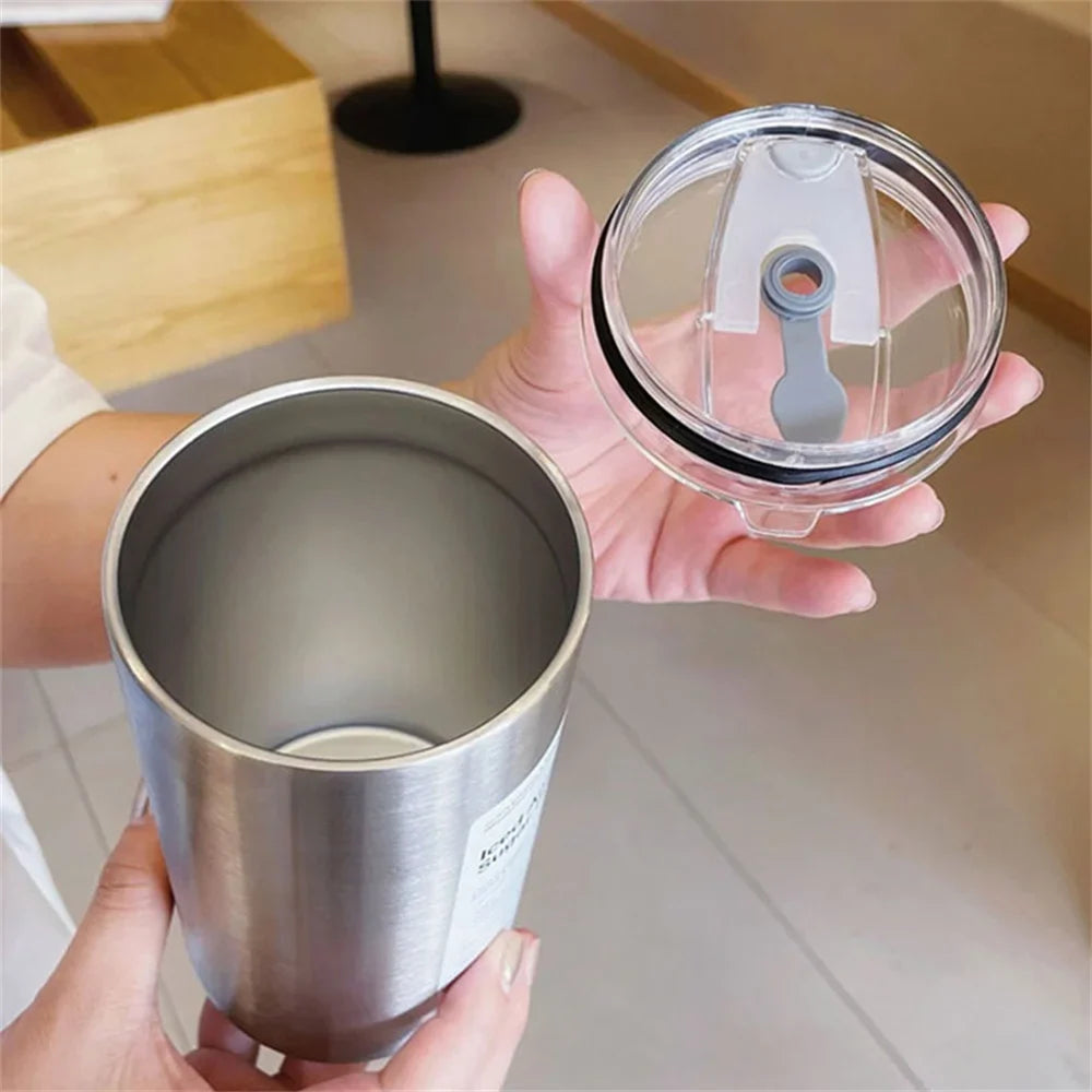 Insulated stainless steel travel bottle with reusable straw and leak-resistant lid