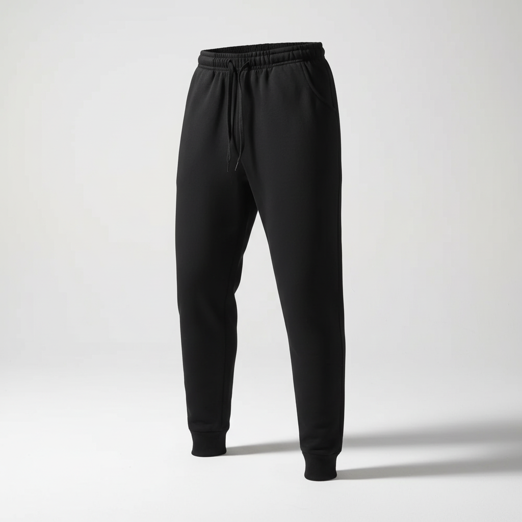 Men's warm breathable tapered joggers with elastic waist and cuffed ankles
