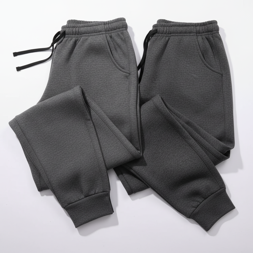 Men's warm breathable tapered joggers with elastic waist and cuffed ankles