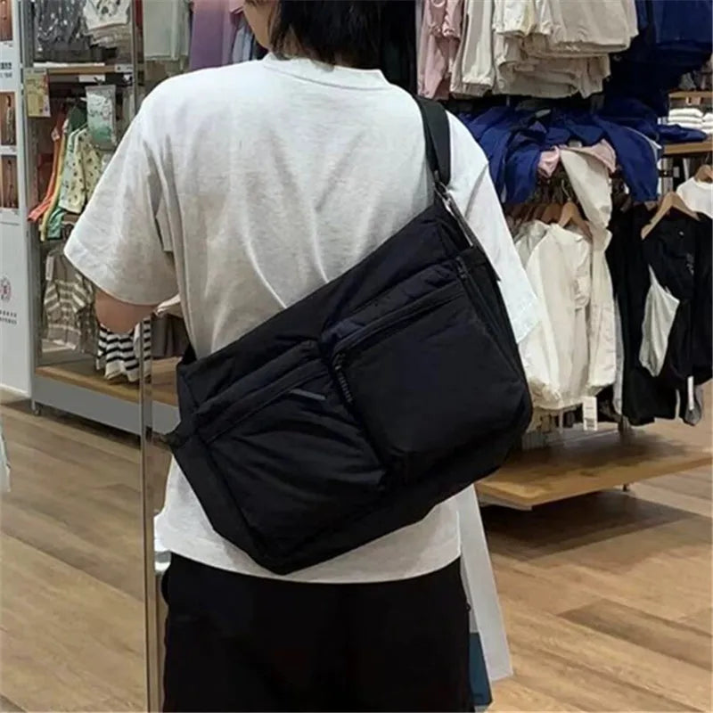Thickened nylon messenger bag with padded laptop compartment