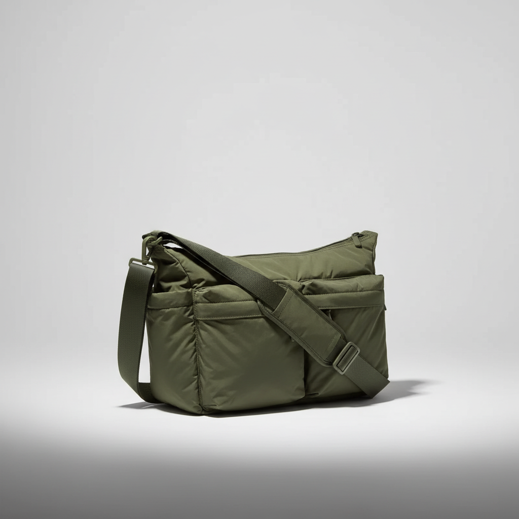 Thickened nylon messenger bag with padded laptop compartment