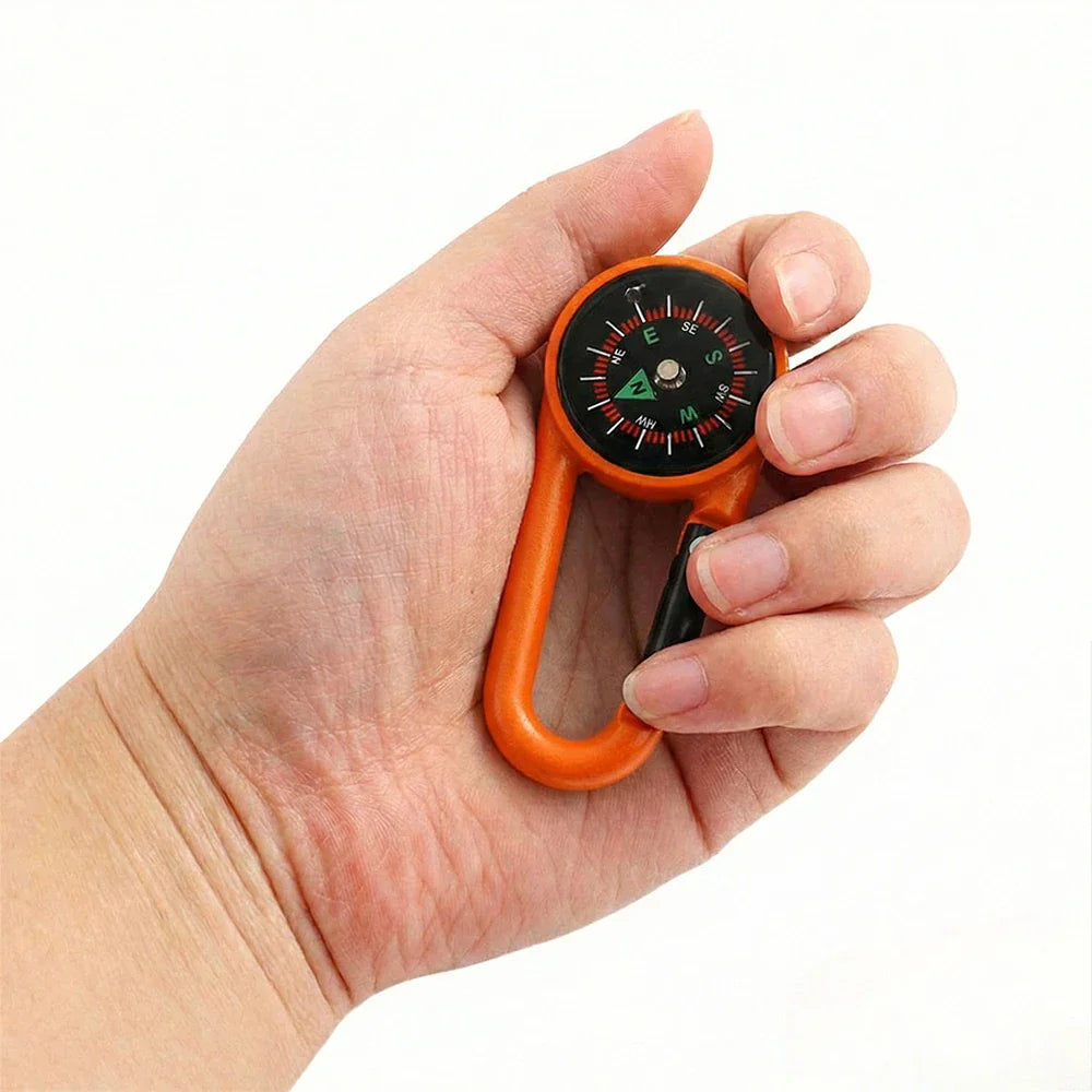 Mini carabiner compass keychain with spring gate attachment