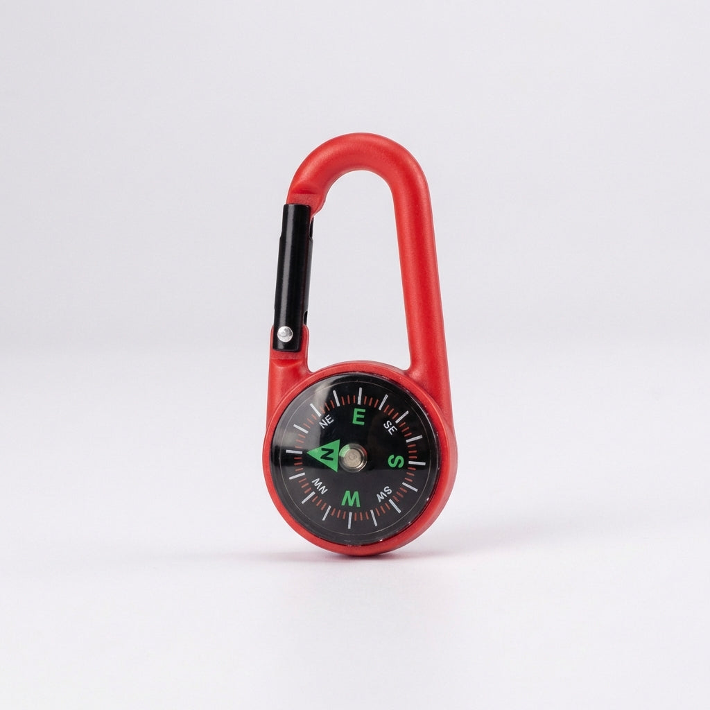 Mini carabiner compass keychain with spring gate attachment