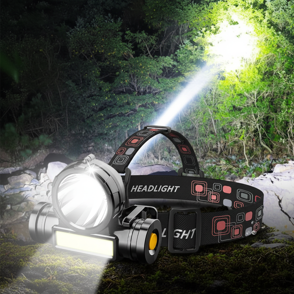 Rechargeable dual beam LED headlamp with waterproof design