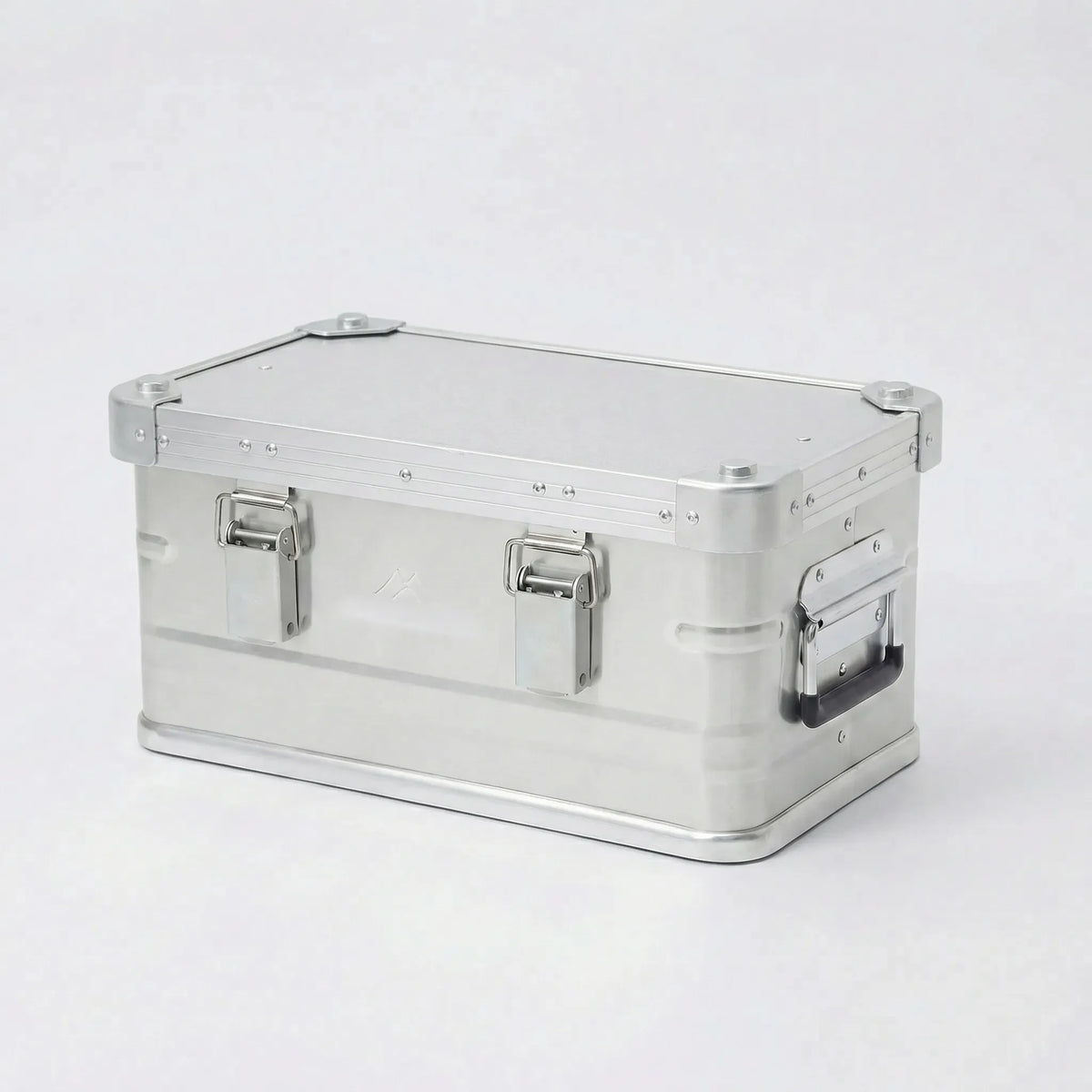 Large capacity camping storage box with secure latches and foldable handles