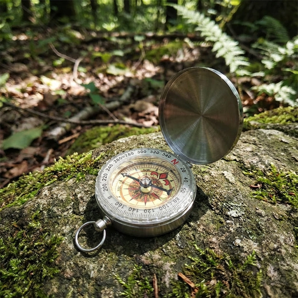 Flip pocket compass with luminous dial and protective cover