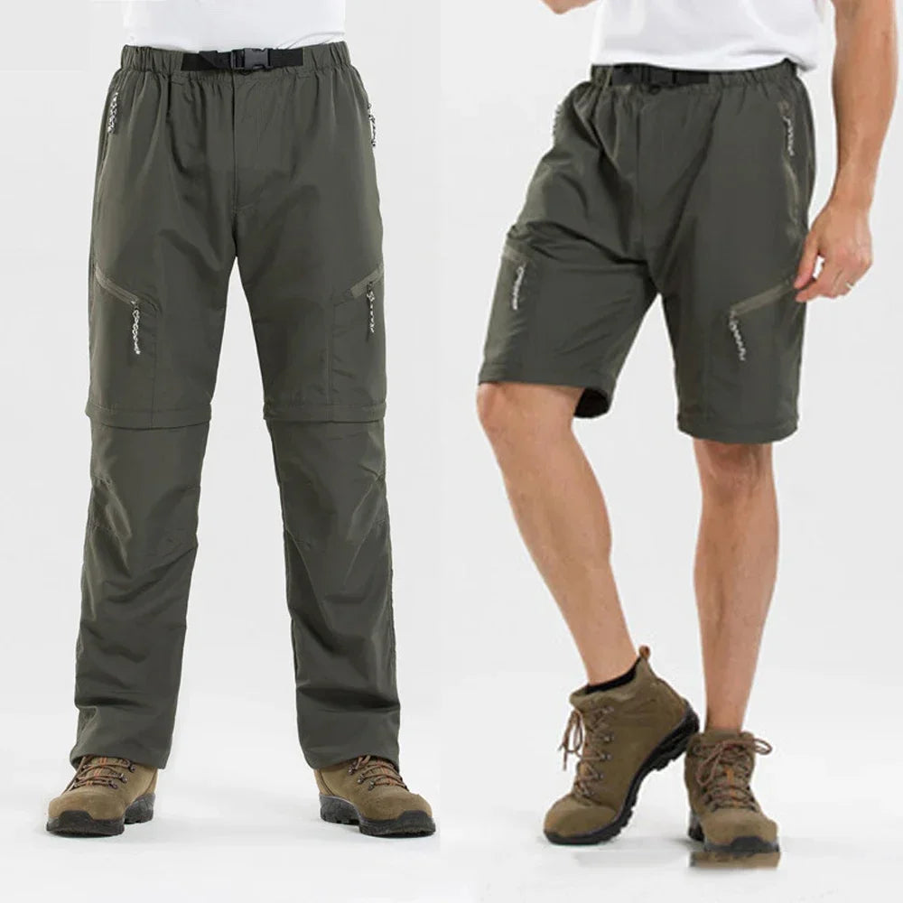 Men's zip-off hiking trousers with quick-dry water-repellent fabric