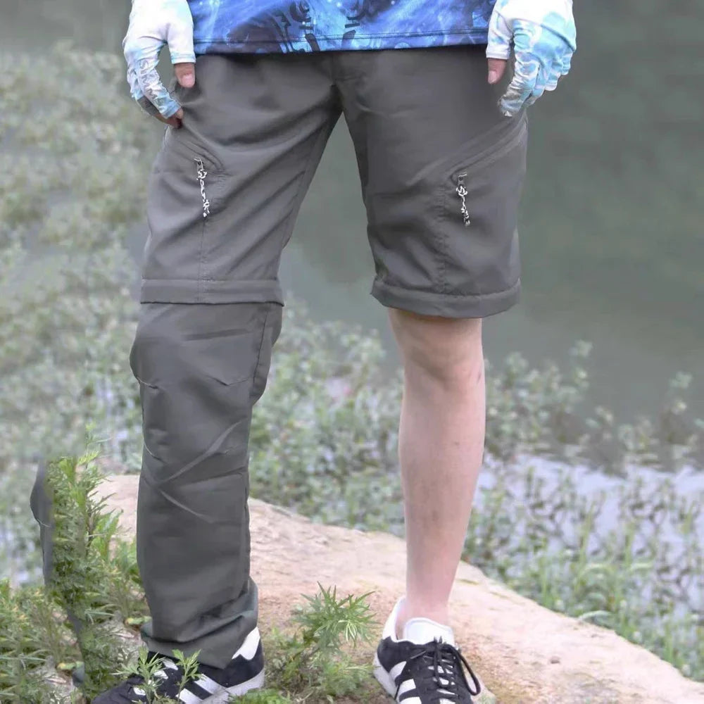 Men's zip-off hiking trousers with quick-dry water-repellent fabric