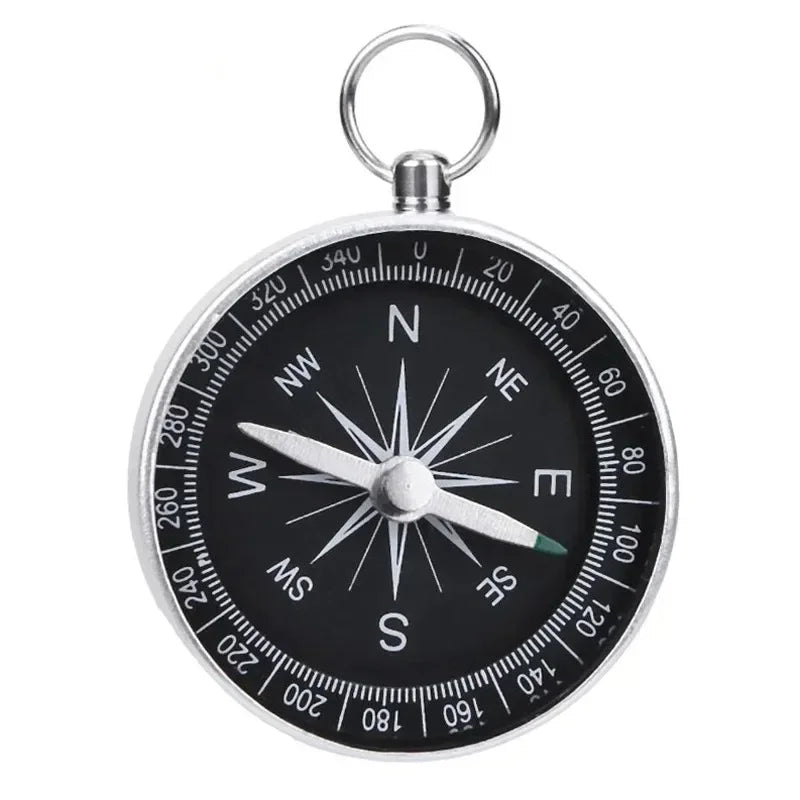 Compact pocket compass with key ring attachment for hiking and camping