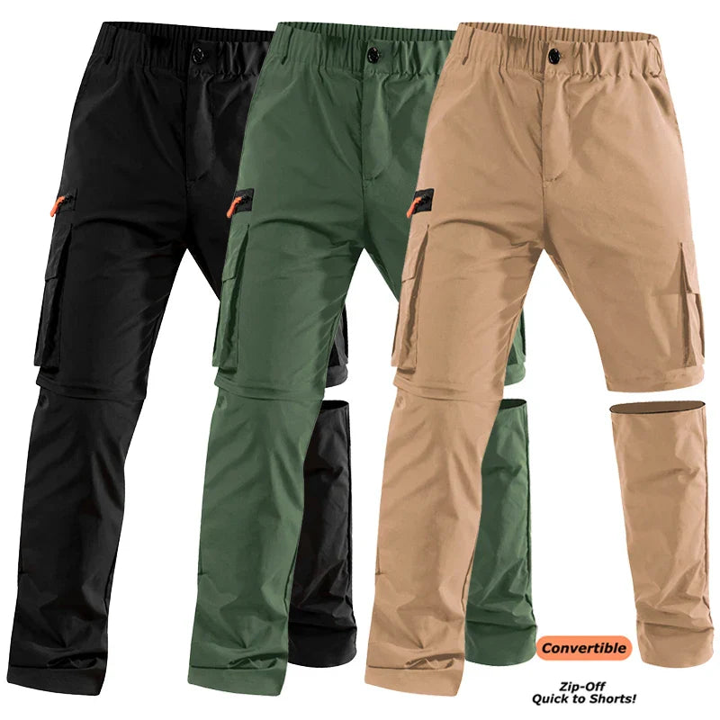 Convertible zip-off cargo pants for men, quick-drying outdoor wear