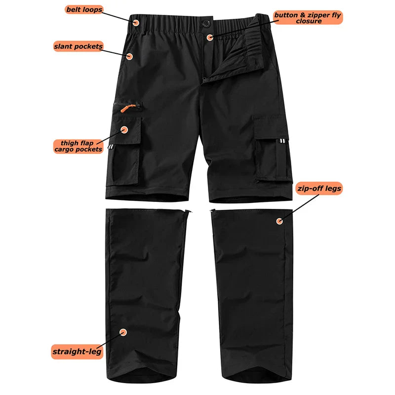 Convertible zip-off cargo pants for men, quick-drying outdoor wear