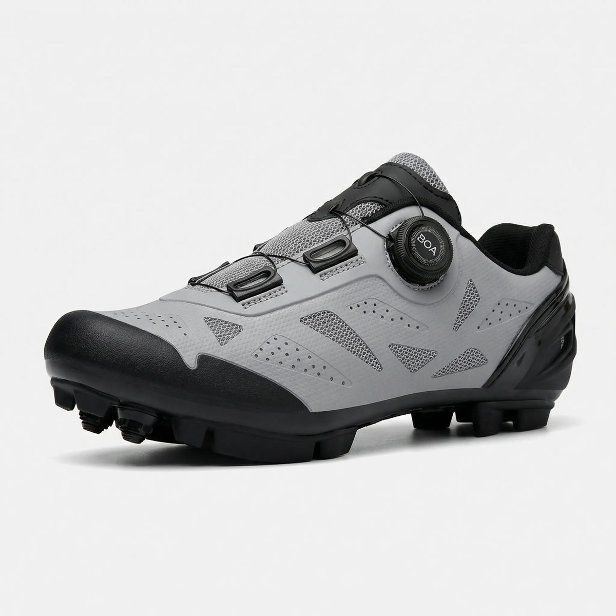 Mountain bike cycling shoes with rotary dial closure and SPD cleat-compatible sole
