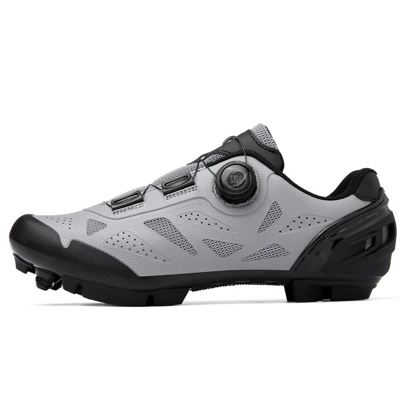 Mountain bike cycling shoes with rotary dial closure and SPD cleat-compatible sole