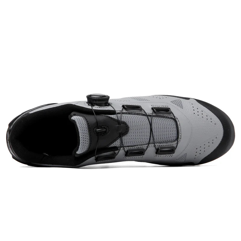 Mountain bike cycling shoes with rotary dial closure and SPD cleat-compatible sole