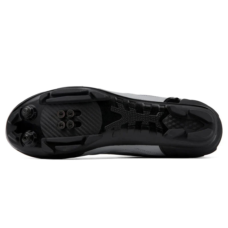Mountain bike cycling shoes with rotary dial closure and SPD cleat-compatible sole