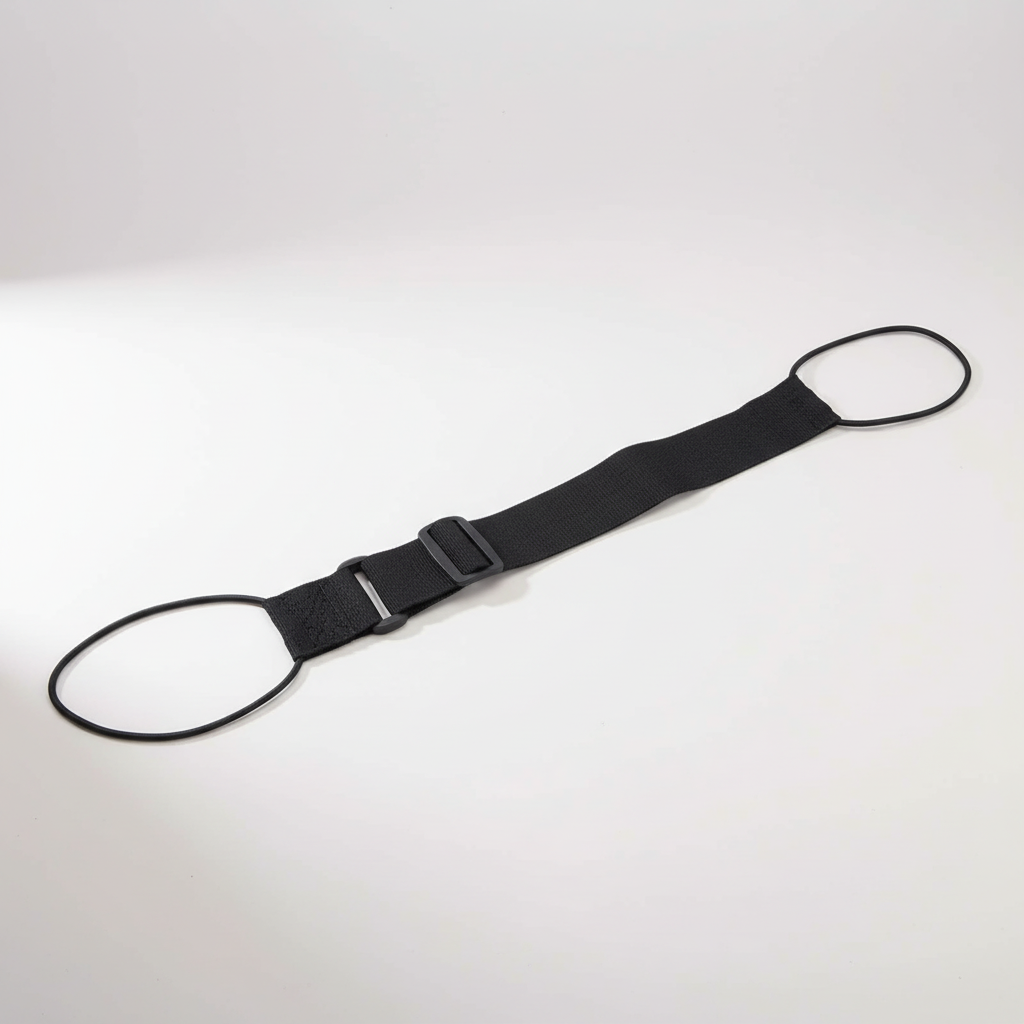 Adjustable nylon luggage strap with elastic loops and quick-adjust buckle