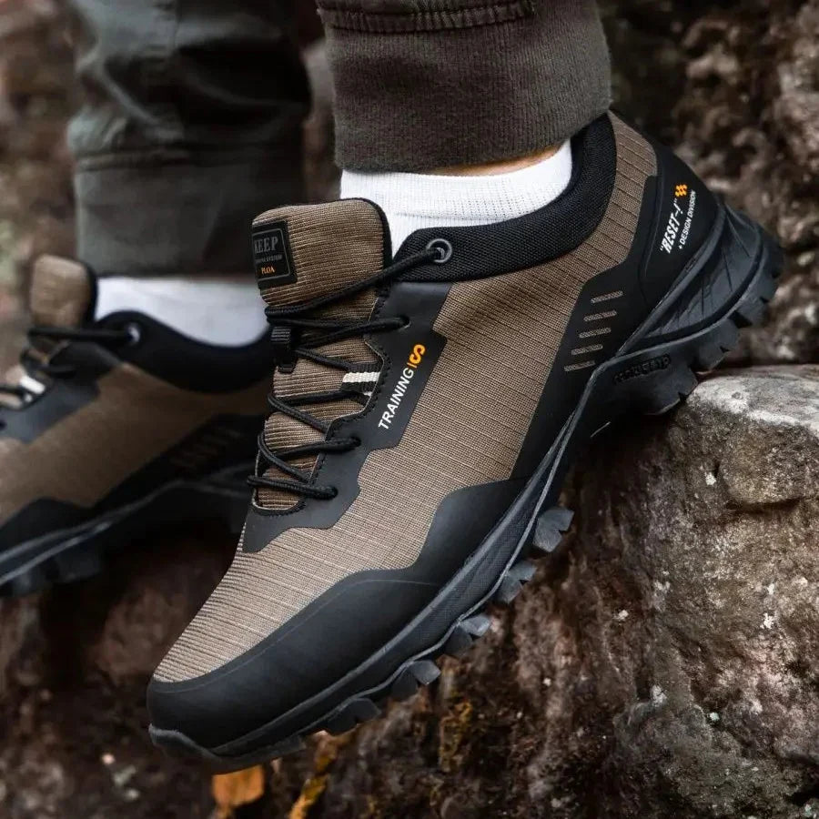 Men's waterproof hiking trainers with non-slip grip and durable construction