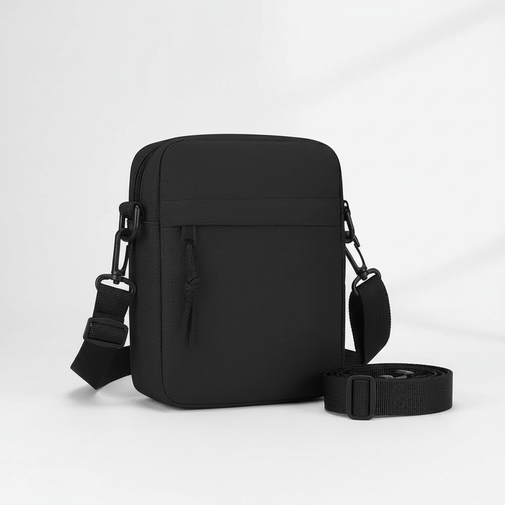 Unisex nylon crossbody bag with adjustable shoulder strap