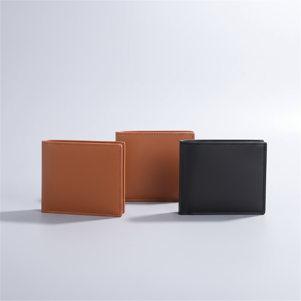 Slim bifold card wallet with zippered pocket and multiple card slots