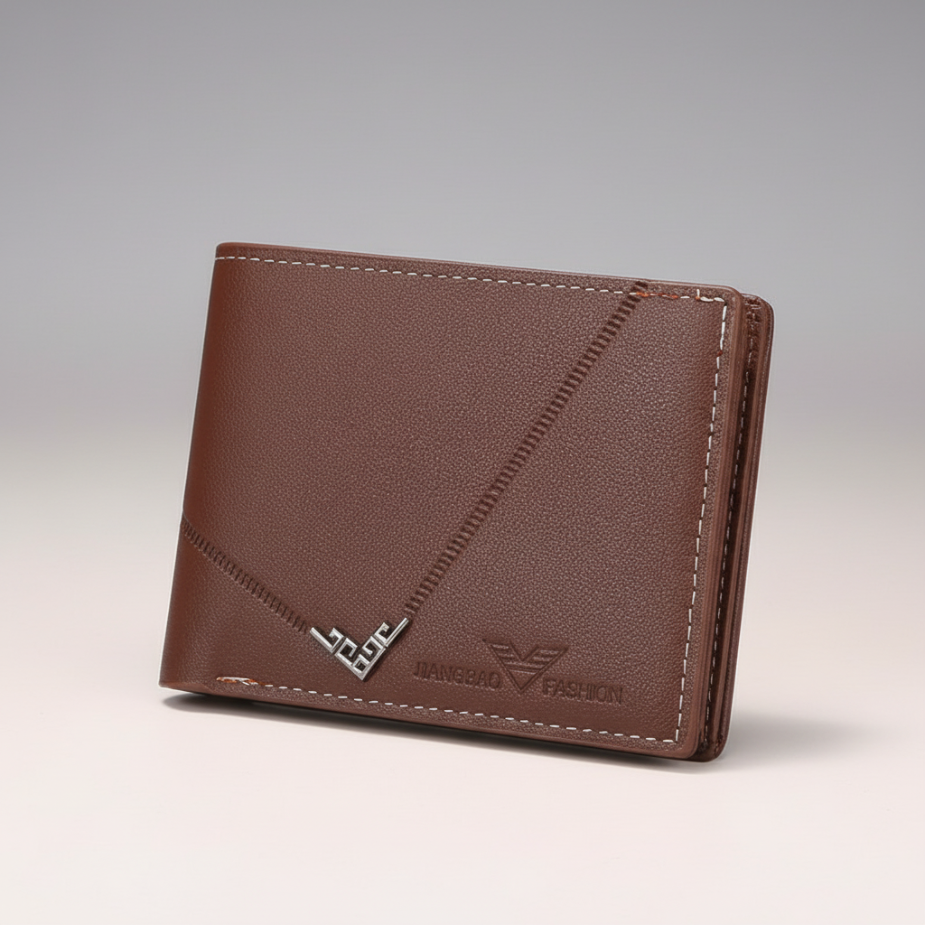 Slim bifold card wallet with zippered pocket and multiple card slots