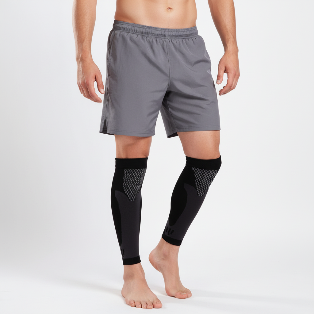 Compression calf sleeves with targeted support and breathable fabric