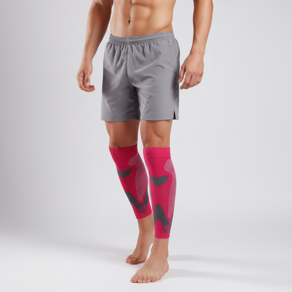 Compression calf sleeves with targeted support and breathable fabric