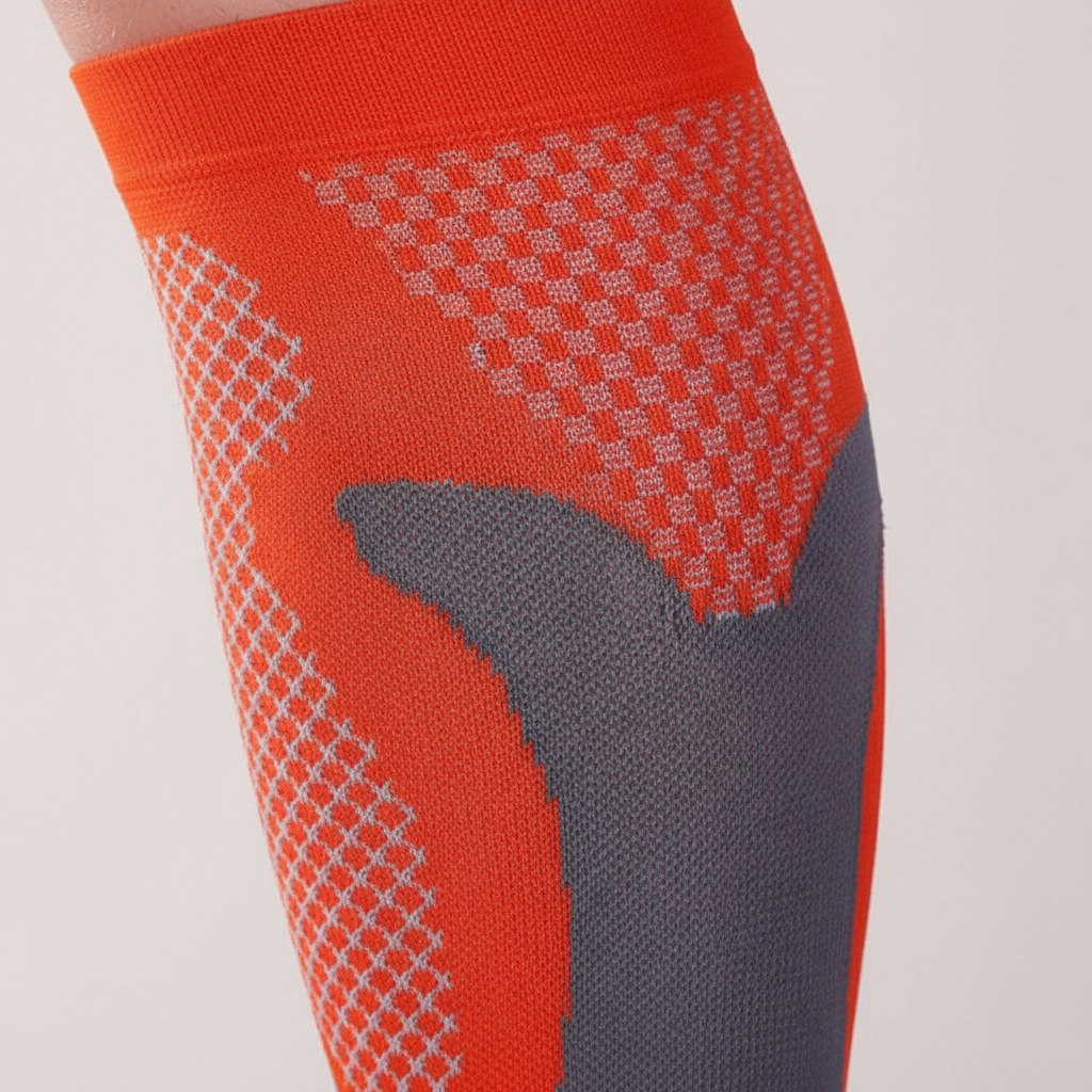 Compression calf sleeves with targeted support and breathable fabric