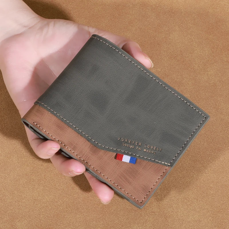 Compact men's wallet with zip closure, card slots and coin pocket