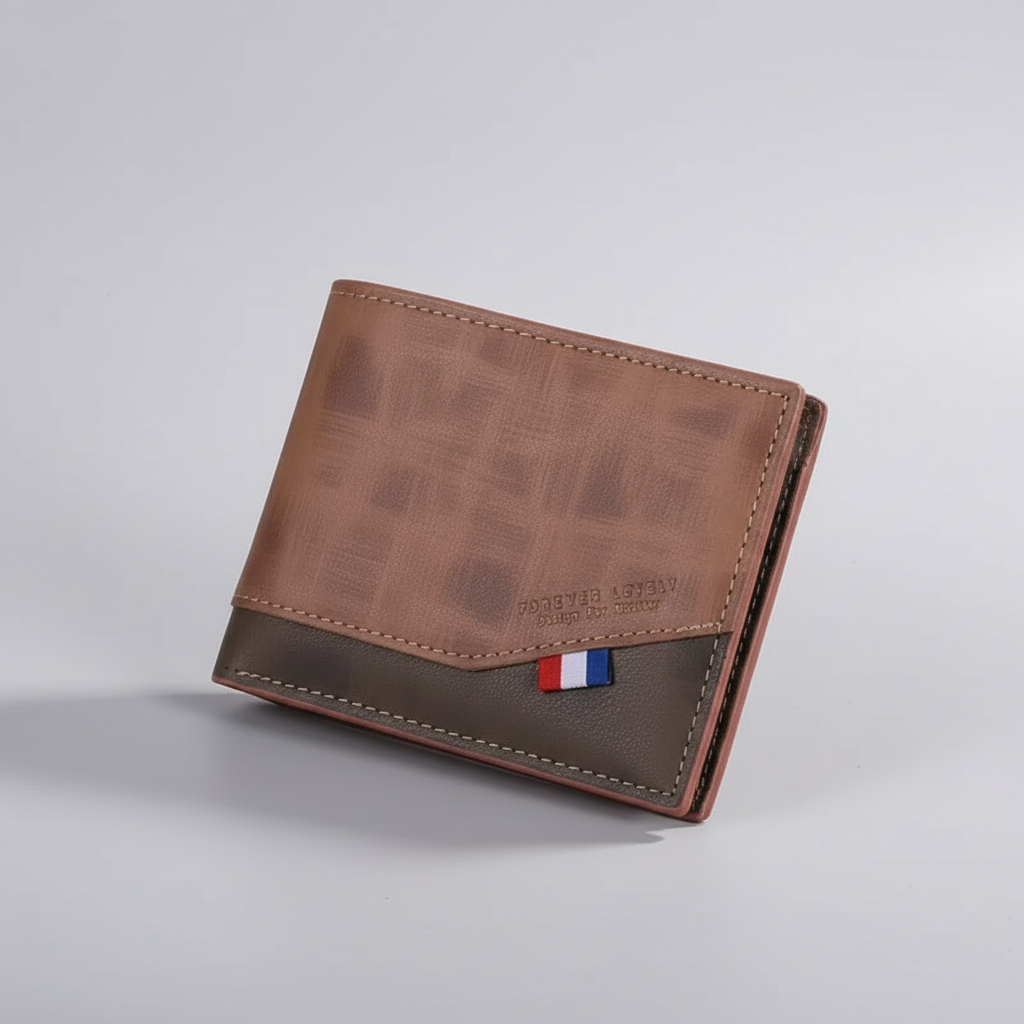 Compact men's wallet with zip closure, card slots and coin pocket