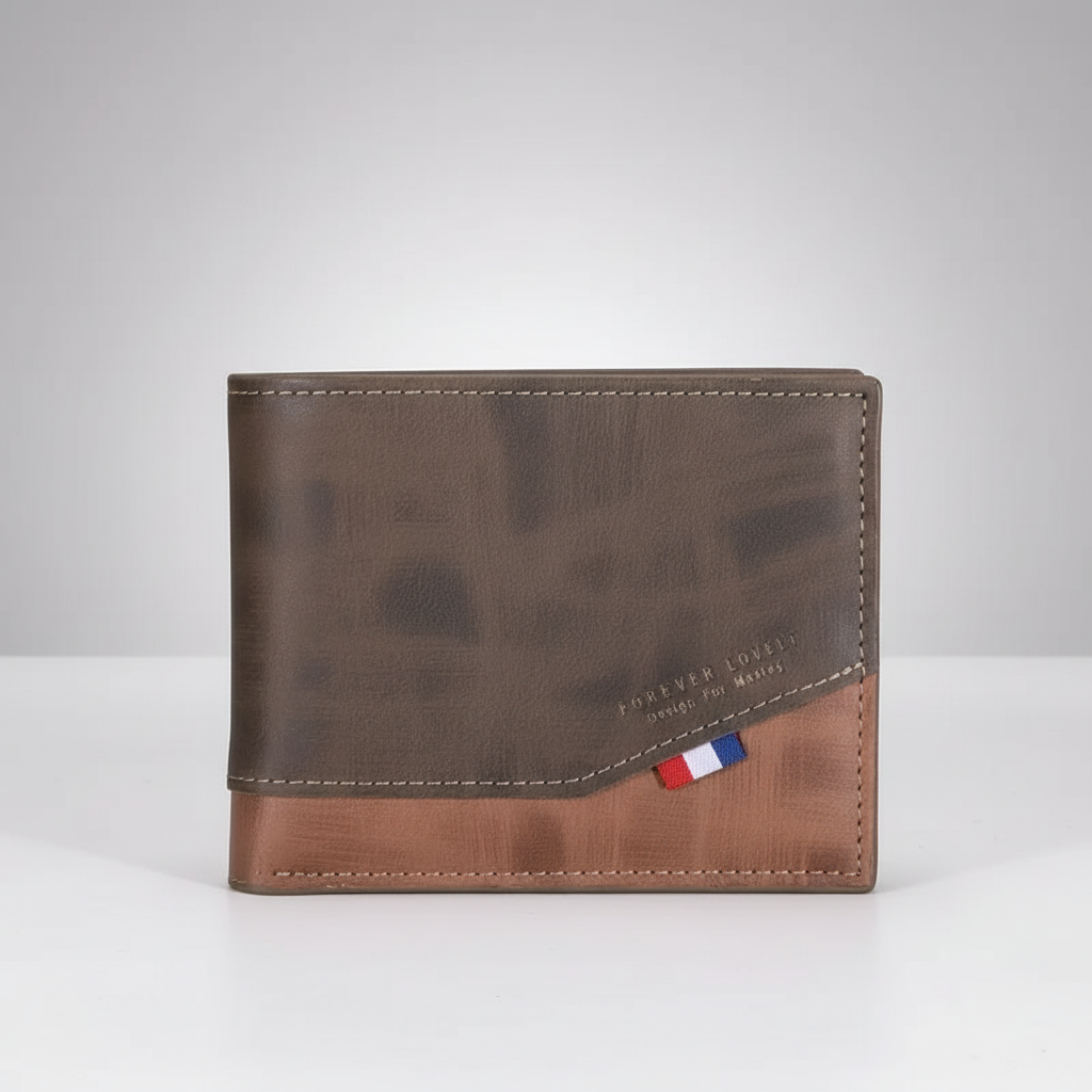 Compact men's wallet with zip closure, card slots and coin pocket