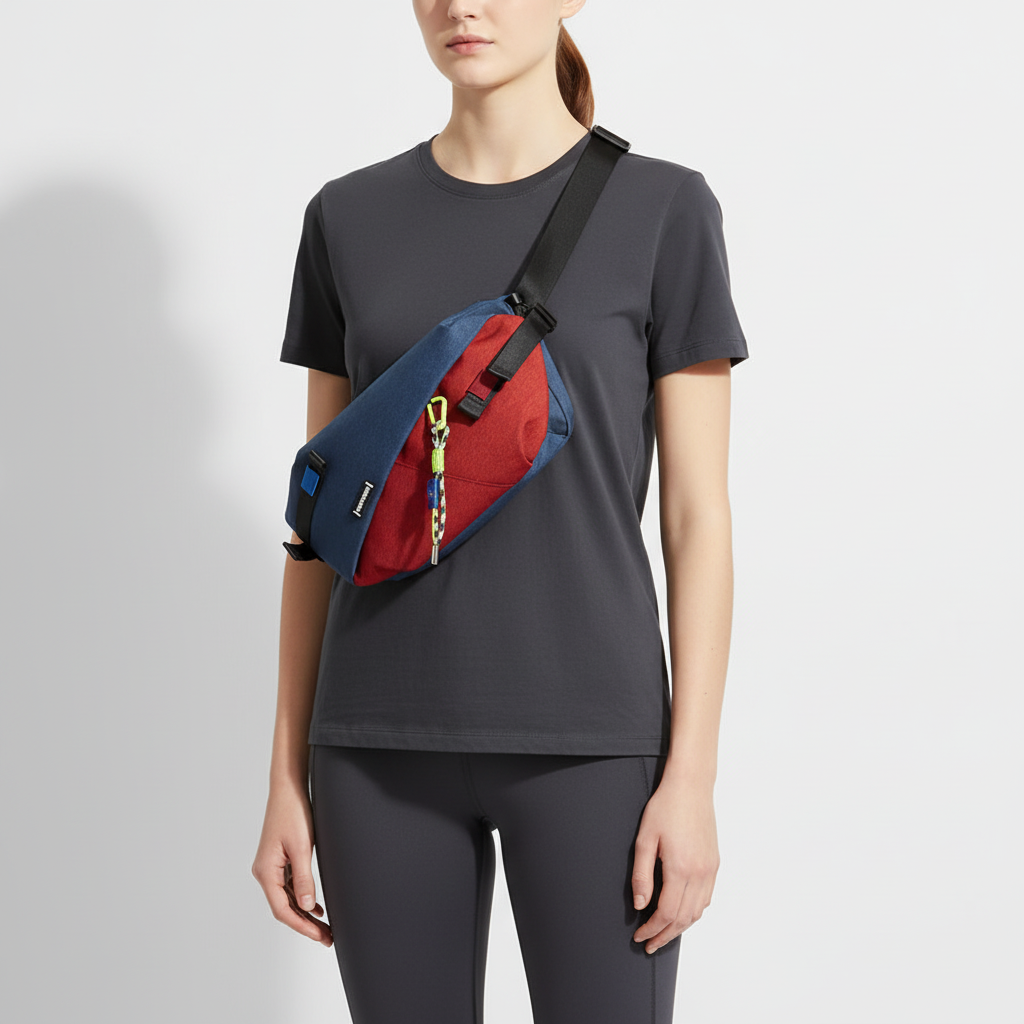 Unisex nylon crossbody bag with adjustable strap and organised compartments