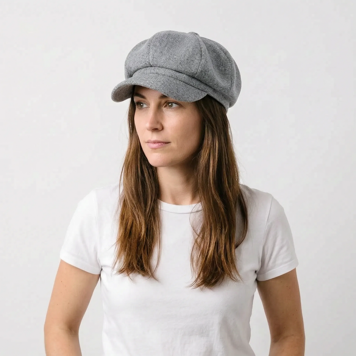 Classic beret hat with peak and solid colour design for cool weather