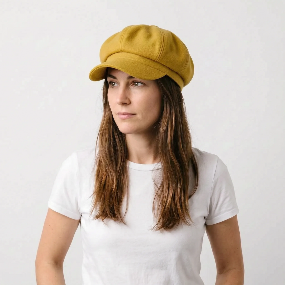 Classic beret hat with peak and solid colour design for cool weather