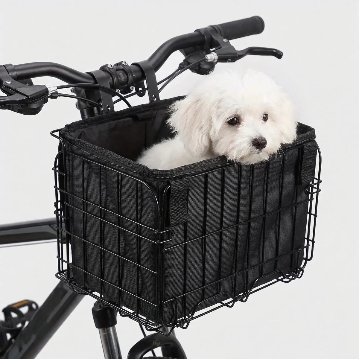 Large folding bike basket with removable liner bag for front or rear mounting