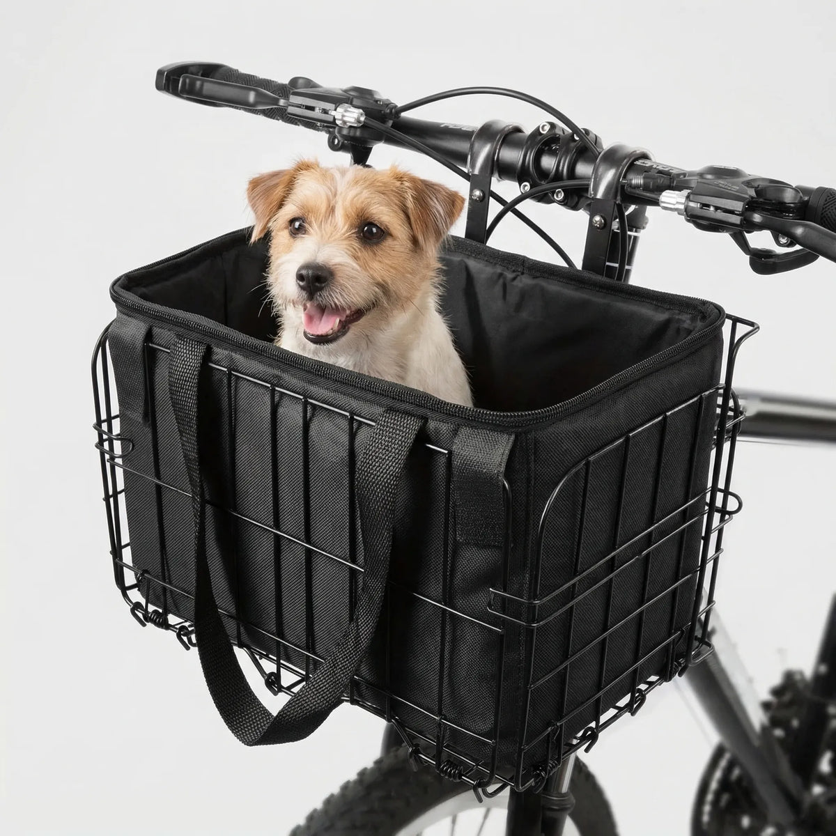 Large folding bike basket with removable liner bag for front or rear mounting