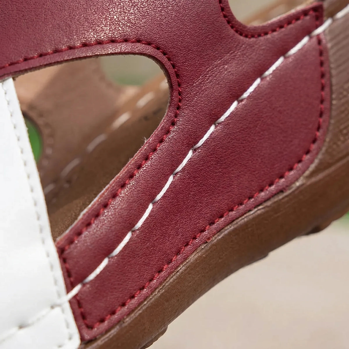 Lightweight wedge sandals with two-tone cross-strap design for summer